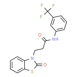 ChemSpider 2D Image | 3-(2-Oxo-1,3-benzothiazol-3(2H)-yl)-N-[3-(trifluoromethyl)phenyl]propanamide | C17H13F3N2O2S