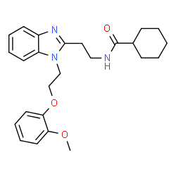 ChemSpider 2D Image | N-(2-{1-[2-(2-Methoxyphenoxy)ethyl]-1H-benzimidazol-2-yl}ethyl)cyclohexanecarboxamide | C25H31N3O3