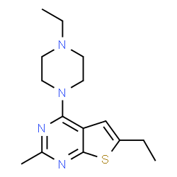 ChemSpider 2D Image | 6-Ethyl-4-(4-ethyl-1-piperazinyl)-2-methylthieno[2,3-d]pyrimidine | C15H22N4S