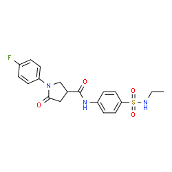 ChemSpider 2D Image | N-[4-(Ethylsulfamoyl)phenyl]-1-(4-fluorophenyl)-5-oxo-3-pyrrolidinecarboxamide | C19H20FN3O4S