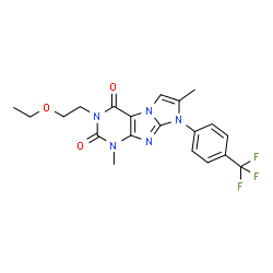 ChemSpider 2D Image | 3-(2-Ethoxyethyl)-1,7-dimethyl-8-[4-(trifluoromethyl)phenyl]-1H-imidazo[2,1-f]purine-2,4(3H,8H)-dione | C20H20F3N5O3
