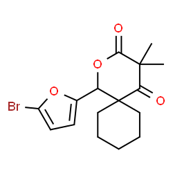 ChemSpider 2D Image | 1-(5-Bromo-2-furyl)-4,4-dimethyl-2-oxaspiro[5.5]undecane-3,5-dione | C16H19BrO4