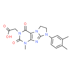 ChemSpider 2D Image | [8-(3,4-Dimethylphenyl)-1-methyl-2,4-dioxo-1,2,4,6,7,8-hexahydro-3H-imidazo[2,1-f]purin-3-yl]acetic acid | C18H19N5O4