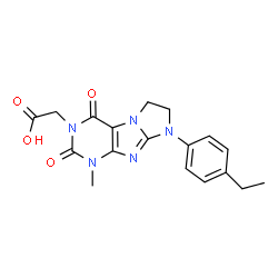 ChemSpider 2D Image | [8-(4-Ethylphenyl)-1-methyl-2,4-dioxo-1,2,4,6,7,8-hexahydro-3H-imidazo[2,1-f]purin-3-yl]acetic acid | C18H19N5O4