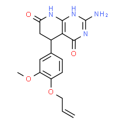 ChemSpider 2D Image | 5-[4-(Allyloxy)-3-methoxyphenyl]-2-amino-5,8-dihydropyrido[2,3-d]pyrimidine-4,7(1H,6H)-dione | C17H18N4O4