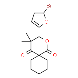 ChemSpider 2D Image | 3-(5-Bromo-2-furyl)-4,4-dimethyl-2-oxaspiro[5.5]undecane-1,5-dione | C16H19BrO4