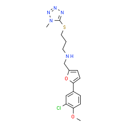 ChemSpider 2D Image | N-{[5-(3-Chloro-4-methoxyphenyl)-2-furyl]methyl}-3-[(1-methyl-1H-tetrazol-5-yl)sulfanyl]-1-propanamine | C17H20ClN5O2S