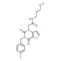 ChemSpider 2D Image | 2-[3-(4-Fluorobenzyl)-2,4-dioxo-3,4-dihydrothieno[3,2-d]pyrimidin-1(2H)-yl]-N-(3-methoxypropyl)acetamide | C19H20FN3O4S