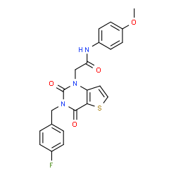 ChemSpider 2D Image | 2-[3-(4-Fluorobenzyl)-2,4-dioxo-3,4-dihydrothieno[3,2-d]pyrimidin-1(2H)-yl]-N-(4-methoxyphenyl)acetamide | C22H18FN3O4S