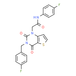 ChemSpider 2D Image | 2-[3-(4-Fluorobenzyl)-2,4-dioxo-3,4-dihydrothieno[3,2-d]pyrimidin-1(2H)-yl]-N-(4-fluorophenyl)acetamide | C21H15F2N3O3S