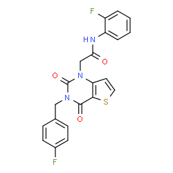 ChemSpider 2D Image | 2-[3-(4-Fluorobenzyl)-2,4-dioxo-3,4-dihydrothieno[3,2-d]pyrimidin-1(2H)-yl]-N-(2-fluorophenyl)acetamide | C21H15F2N3O3S