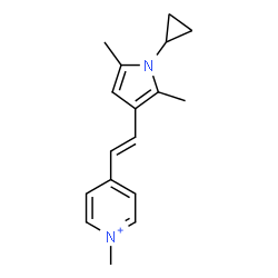 ChemSpider 2D Image | 4-[(E)-2-(1-Cyclopropyl-2,5-dimethyl-1H-pyrrol-3-yl)vinyl]-1-methylpyridinium | C17H21N2
