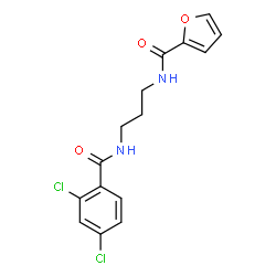 ChemSpider 2D Image | N-{3-[(2,4-Dichlorobenzoyl)amino]propyl}-2-furamide | C15H14Cl2N2O3
