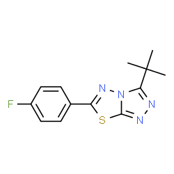 ChemSpider 2D Image | 3-tert-Butyl-6-(4-fluoro-phenyl)-[1,2,4]triazolo[3,4-b][1,3,4]thiadiazole | C13H13FN4S