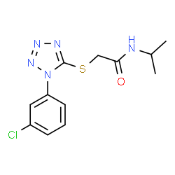 ChemSpider 2D Image | 2-{[1-(3-Chlorophenyl)-1H-tetrazol-5-yl]sulfanyl}-N-isopropylacetamide | C12H14ClN5OS