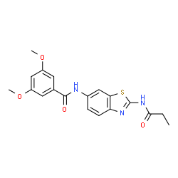 ChemSpider 2D Image | 3,5-dimethoxy-N-[2-(propanoylamino)-1,3-benzothiazol-6-yl]benzamide | C19H19N3O4S