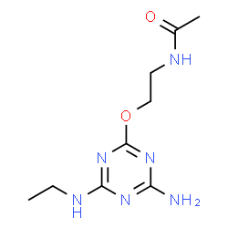ChemSpider 2D Image | N-(2-{[4-Amino-6-(ethylamino)-1,3,5-triazin-2-yl]oxy}ethyl)acetamide | C9H16N6O2