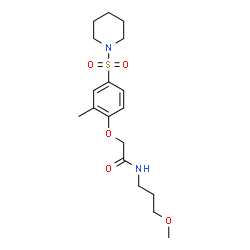 ChemSpider 2D Image | N-(3-Methoxypropyl)-2-[2-methyl-4-(1-piperidinylsulfonyl)phenoxy]acetamide | C18H28N2O5S