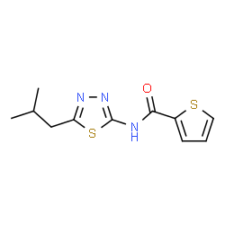 ChemSpider 2D Image | N-(5-Isobutyl-1,3,4-thiadiazol-2-yl)-2-thiophenecarboxamide | C11H13N3OS2