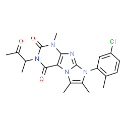 ChemSpider 2D Image | 8-(5-Chloro-2-methylphenyl)-1,6,7-trimethyl-3-(3-oxo-2-butanyl)-1H-imidazo[2,1-f]purine-2,4(3H,8H)-dione | C21H22ClN5O3