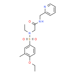 ChemSpider 2D Image | 2-(N-ethyl-4-ethoxy-3-methylbenzenesulfonamido)-N-(pyridin-2-ylmethyl)acetamide | C19H25N3O4S