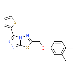 ChemSpider 2D Image | 6-[(3,4-Dimethylphenoxy)methyl]-3-(2-thienyl)[1,2,4]triazolo[3,4-b][1,3,4]thiadiazole | C16H14N4OS2