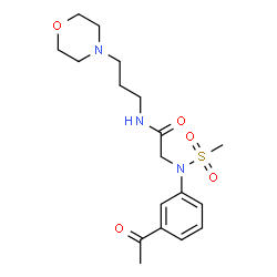 ChemSpider 2D Image | N~2~-(3-Acetylphenyl)-N~2~-(methylsulfonyl)-N-[3-(4-morpholinyl)propyl]glycinamide | C18H27N3O5S