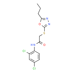 ChemSpider 2D Image | N-(2,4-Dichlorophenyl)-2-[(5-propyl-1,3,4-oxadiazol-2-yl)sulfanyl]acetamide | C13H13Cl2N3O2S