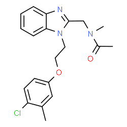 ChemSpider 2D Image | N-({1-[2-(4-Chloro-3-methylphenoxy)ethyl]-1H-benzimidazol-2-yl}methyl)-N-methylacetamide | C20H22ClN3O2