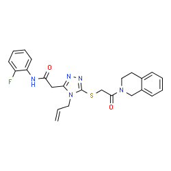 ChemSpider 2D Image | 2-(4-Allyl-5-{[2-(3,4-dihydro-2(1H)-isoquinolinyl)-2-oxoethyl]sulfanyl}-4H-1,2,4-triazol-3-yl)-N-(2-fluorophenyl)acetamide | C24H24FN5O2S