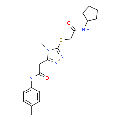 ChemSpider 2D Image | 2-(5-{[2-(Cyclopentylamino)-2-oxoethyl]sulfanyl}-4-methyl-4H-1,2,4-triazol-3-yl)-N-(4-methylphenyl)acetamide | C19H25N5O2S