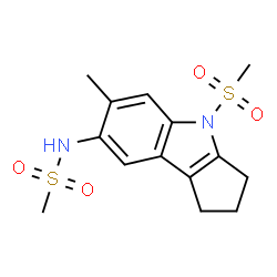 ChemSpider 2D Image | N-[6-Methyl-4-(methylsulfonyl)-1,2,3,4-tetrahydrocyclopenta[b]indol-7-yl]methanesulfonamide | C14H18N2O4S2