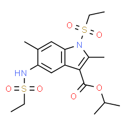 ChemSpider 2D Image | Isopropyl 1-(ethylsulfonyl)-5-[(ethylsulfonyl)amino]-2,6-dimethyl-1H-indole-3-carboxylate | C18H26N2O6S2