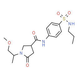 ChemSpider 2D Image | 1-(1-Methoxy-2-propanyl)-5-oxo-N-[4-(propylsulfamoyl)phenyl]-3-pyrrolidinecarboxamide | C18H27N3O5S