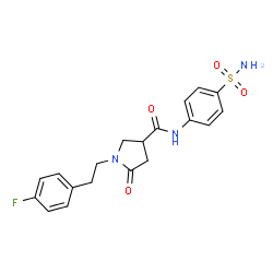 ChemSpider 2D Image | 1-[2-(4-Fluorophenyl)ethyl]-5-oxo-N-(4-sulfamoylphenyl)-3-pyrrolidinecarboxamide | C19H20FN3O4S