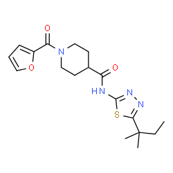 ChemSpider 2D Image | 1-(2-Furoyl)-N-[5-(2-methyl-2-butanyl)-1,3,4-thiadiazol-2-yl]-4-piperidinecarboxamide | C18H24N4O3S