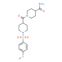 ChemSpider 2D Image | 1-[(1-{[4-(Methylsulfanyl)phenyl]sulfonyl}-4-piperidinyl)carbonyl]-4-piperidinecarboxamide | C19H27N3O4S2