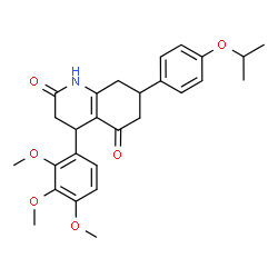ChemSpider 2D Image | 7-(4-Isopropoxyphenyl)-4-(2,3,4-trimethoxyphenyl)-4,6,7,8-tetrahydro-2,5(1H,3H)-quinolinedione | C27H31NO6