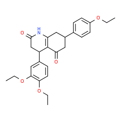 ChemSpider 2D Image | 4-(3,4-Diethoxyphenyl)-7-(4-ethoxyphenyl)-4,6,7,8-tetrahydro-2,5(1H,3H)-quinolinedione | C27H31NO5