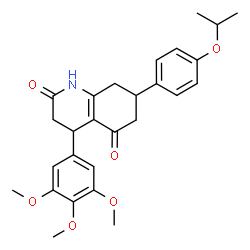 ChemSpider 2D Image | 7-(4-Isopropoxyphenyl)-4-(3,4,5-trimethoxyphenyl)-4,6,7,8-tetrahydro-2,5(1H,3H)-quinolinedione | C27H31NO6