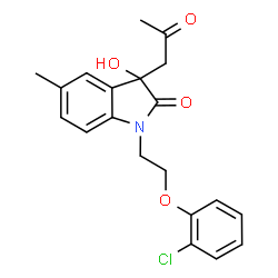 ChemSpider 2D Image | 1-[2-(2-Chlorophenoxy)ethyl]-3-hydroxy-5-methyl-3-(2-oxopropyl)-1,3-dihydro-2H-indol-2-one | C20H20ClNO4