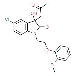 ChemSpider 2D Image | 5-Chloro-3-hydroxy-1-[2-(2-methoxyphenoxy)ethyl]-3-(2-oxopropyl)-1,3-dihydro-2H-indol-2-one | C20H20ClNO5