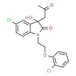 ChemSpider 2D Image | 5-Chloro-1-[2-(2-chlorophenoxy)ethyl]-3-hydroxy-3-(2-oxopropyl)-1,3-dihydro-2H-indol-2-one | C19H17Cl2NO4