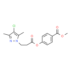 ChemSpider 2D Image | Methyl 4-{[3-(4-chloro-3,5-dimethyl-1H-pyrazol-1-yl)propanoyl]oxy}benzoate | C16H17ClN2O4