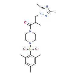 ChemSpider 2D Image | 3-(3,5-Dimethyl-1H-1,2,4-triazol-1-yl)-1-[4-(mesitylsulfonyl)-1-piperazinyl]-2-methyl-1-propanone | C21H31N5O3S