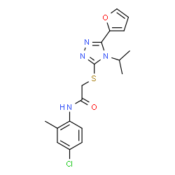 ChemSpider 2D Image | N-(4-Chloro-2-methylphenyl)-2-{[5-(2-furyl)-4-isopropyl-4H-1,2,4-triazol-3-yl]sulfanyl}acetamide | C18H19ClN4O2S