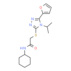 ChemSpider 2D Image | N-Cyclohexyl-2-{[5-(2-furyl)-4-isopropyl-4H-1,2,4-triazol-3-yl]sulfanyl}acetamide | C17H24N4O2S