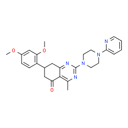 ChemSpider 2D Image | 7-(2,4-Dimethoxyphenyl)-4-methyl-2-[4-(2-pyridinyl)-1-piperazinyl]-7,8-dihydro-5(6H)-quinazolinone | C26H29N5O3