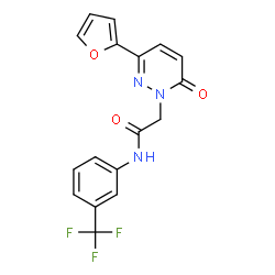 ChemSpider 2D Image | 2-[3-(2-Furyl)-6-oxo-1(6H)-pyridazinyl]-N-[3-(trifluoromethyl)phenyl]acetamide | C17H12F3N3O3