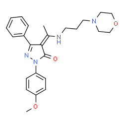 ChemSpider 2D Image | (4Z)-2-(4-Methoxyphenyl)-4-(1-{[3-(4-morpholinyl)propyl]amino}ethylidene)-5-phenyl-2,4-dihydro-3H-pyrazol-3-one | C25H30N4O3